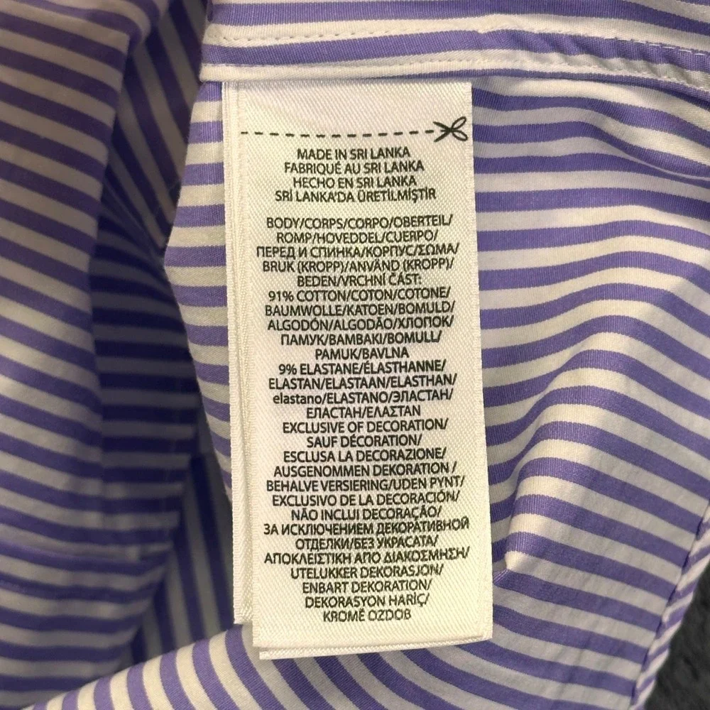 Polo Ralph Lauren Stretch Button Down Shirt Mens XL Purple Striped Classic Fit